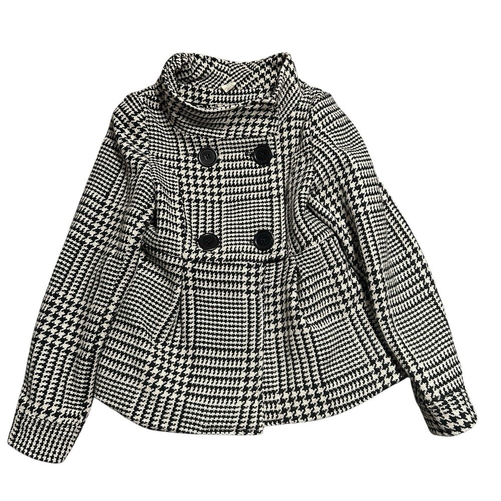 Nick &‎ Mo Black White Houndstooth Peacoat Jacket Women's Medium Double Breasted - Picture 10 of 16